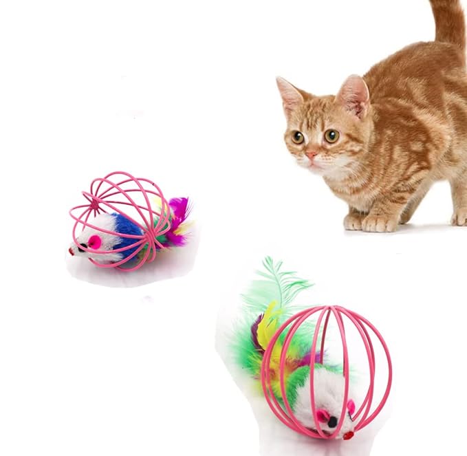Sichumaria 2 Pcs Cat Balls Toy Sichumaria Mouse Ball Toys